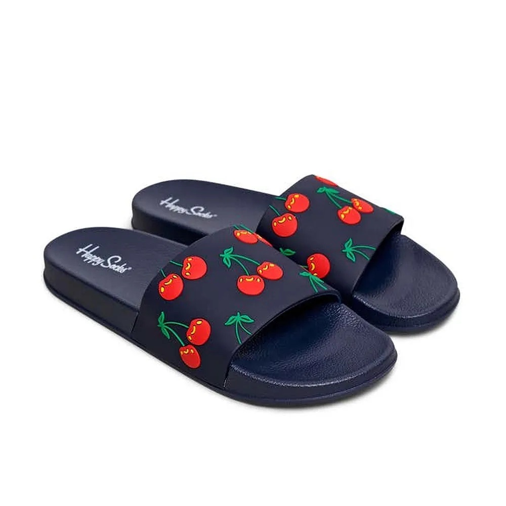 Happy Socks Navy Cherry Print Pool Slides